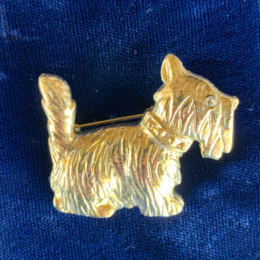 Vintage Gold Tone Scottie Dog Brooch by AA1